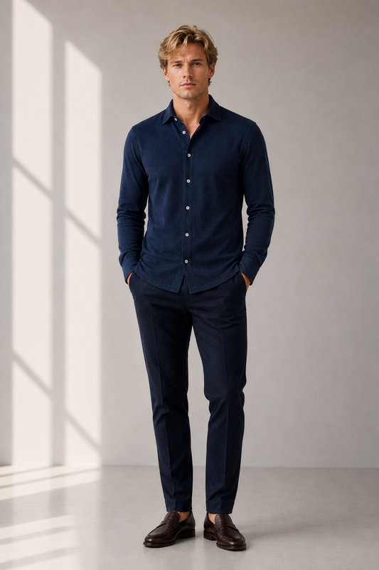 Kaze | Navy Knitted Shirt