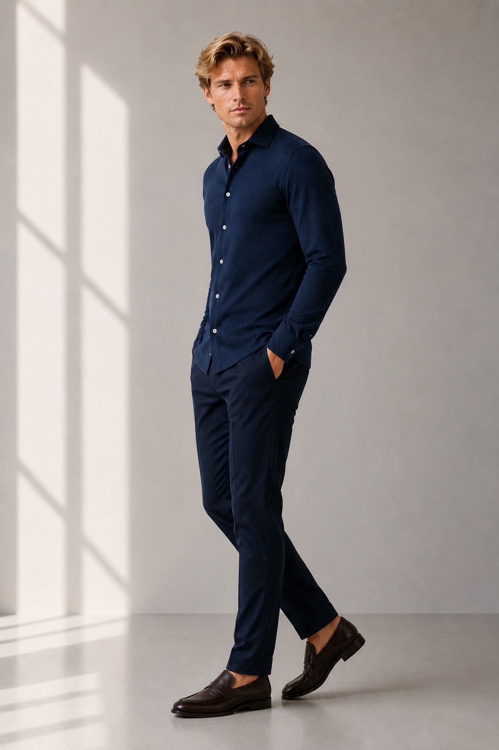 Kaze | Navy Knitted Shirt